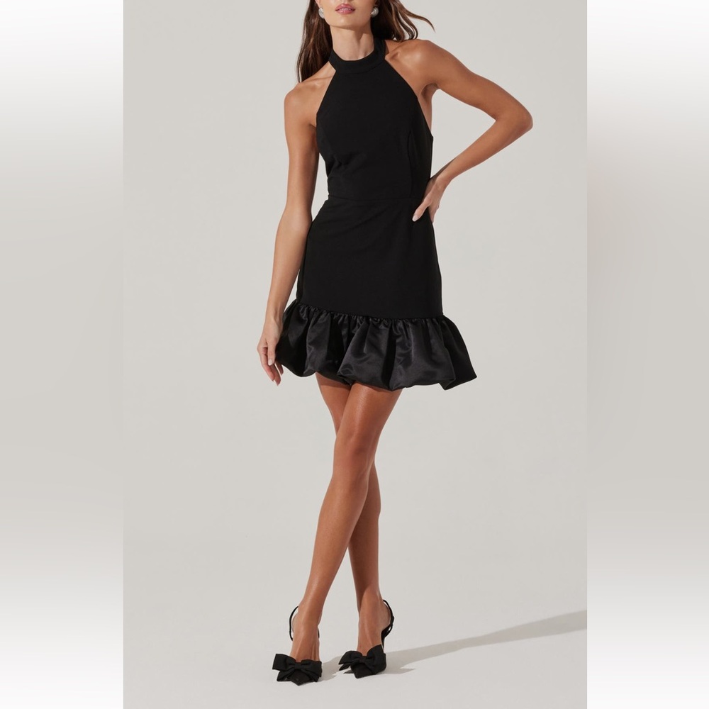 ASTR the Label Bubble Hem Halter Minidress